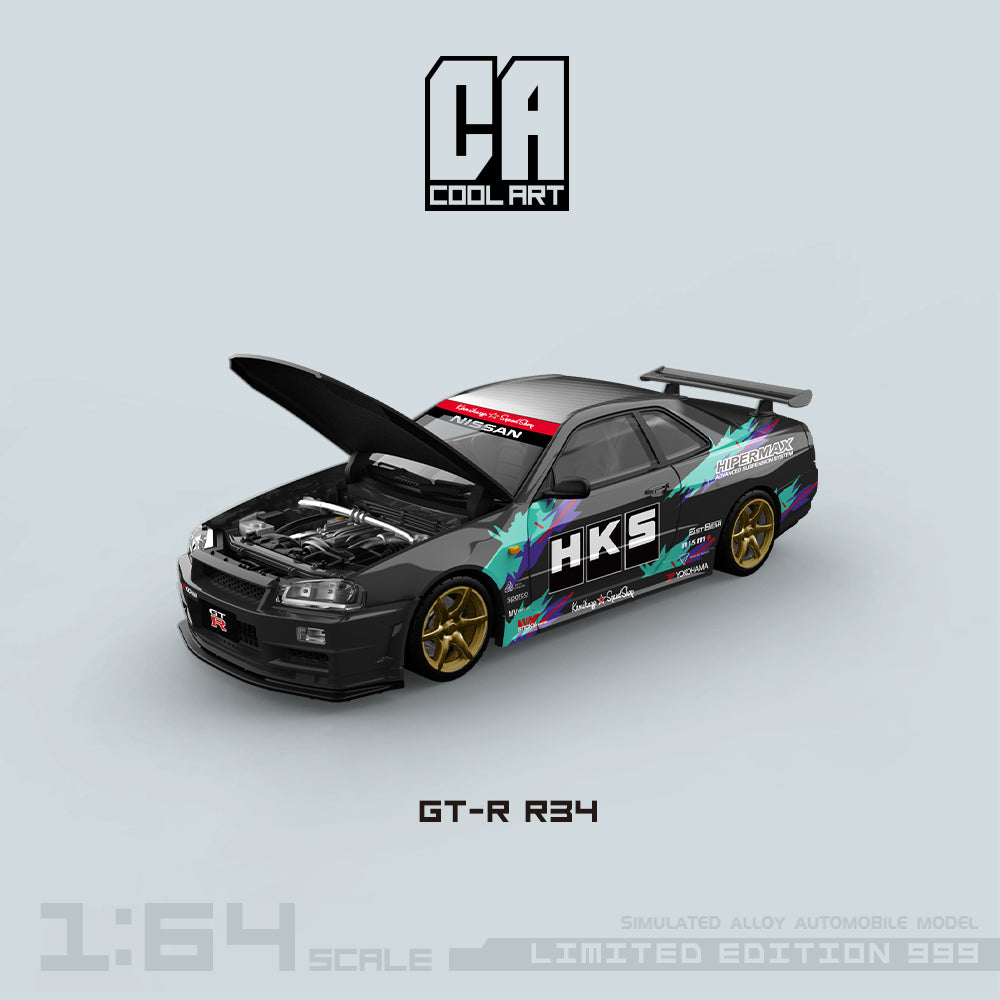 COOL ART 1:64 Nissan Skyline GT-R R34 HKS Livery Open Cover