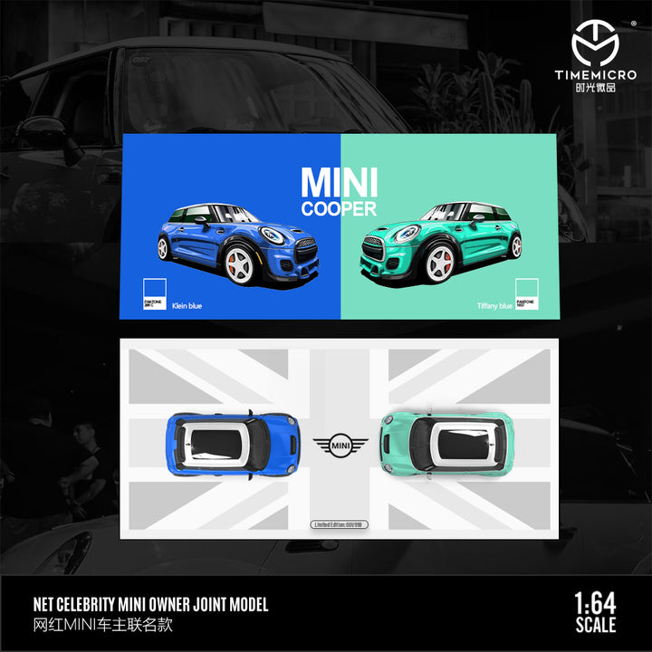 TimeMicro x Internet celebrity owner joint 1:64 BMW MINI COOPER Dark Blue and Light Green Livery (2 Colours)