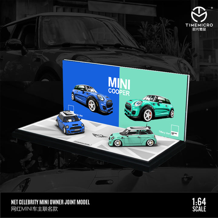TimeMicro x Internet celebrity owner joint 1:64 BMW MINI COOPER Dark Blue and Light Green Livery (2 Colours)