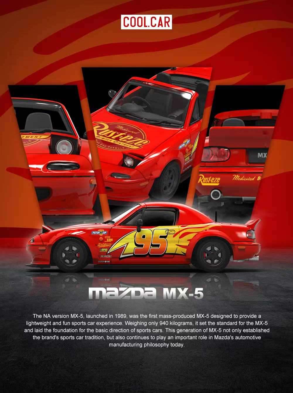 Cool Car 1:64 MX5/ GT3 RS Lightning Mcqueen Livery (2 Versions