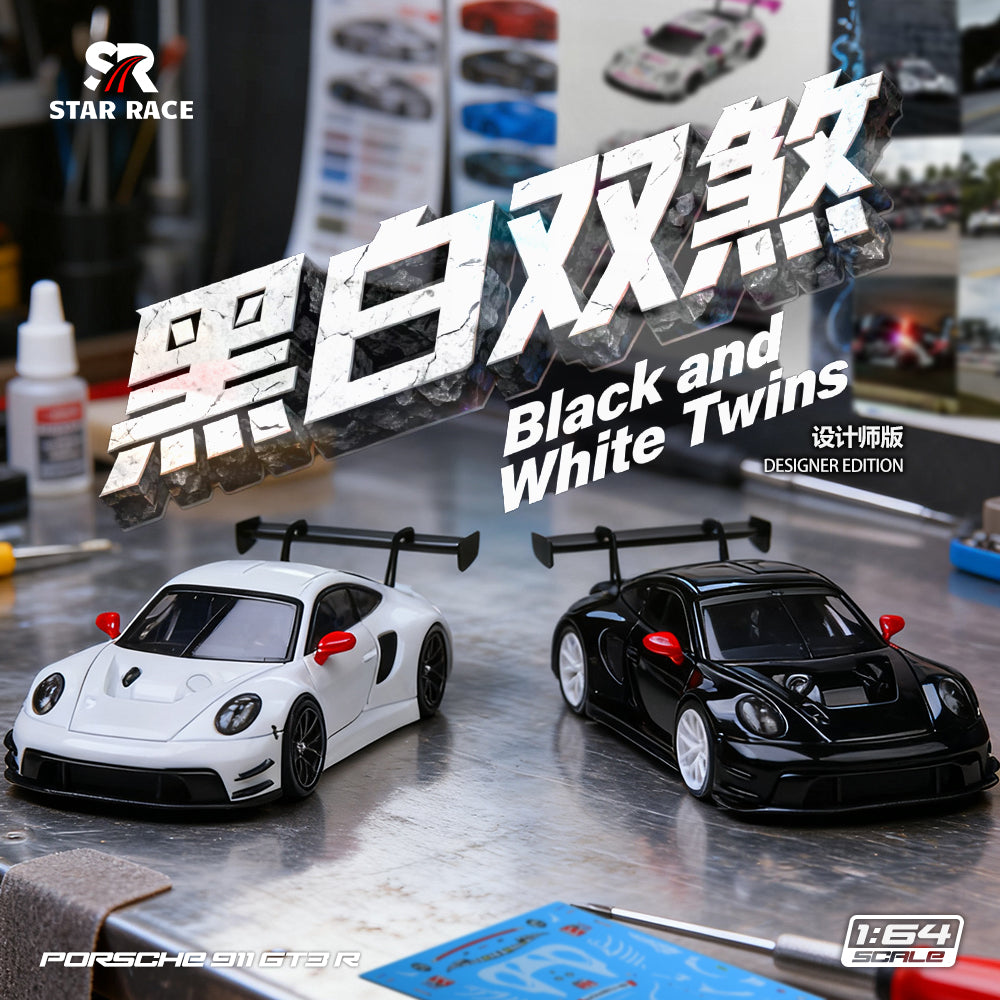 Star Race 1:64 Porsche 911 GT3 R Black White Edition SR64044