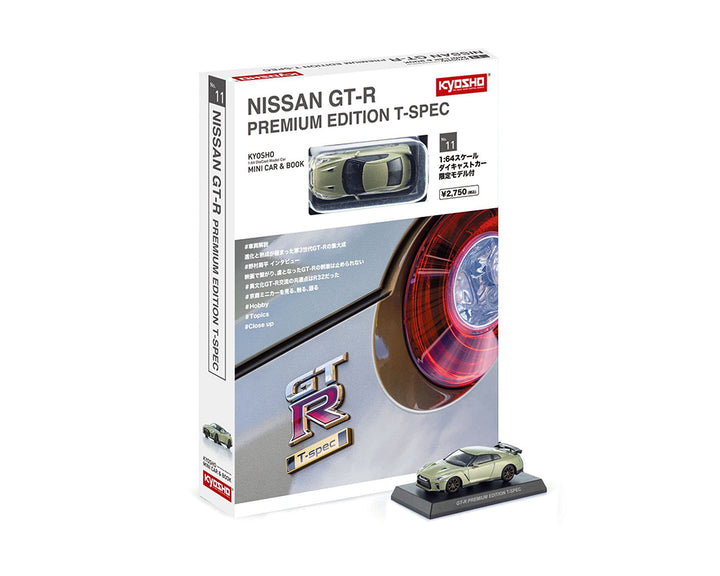 Kyosho 1:64 Mini Car & Book Nissan GT-R T-Spec Millenium Limited Edition – Jade Green