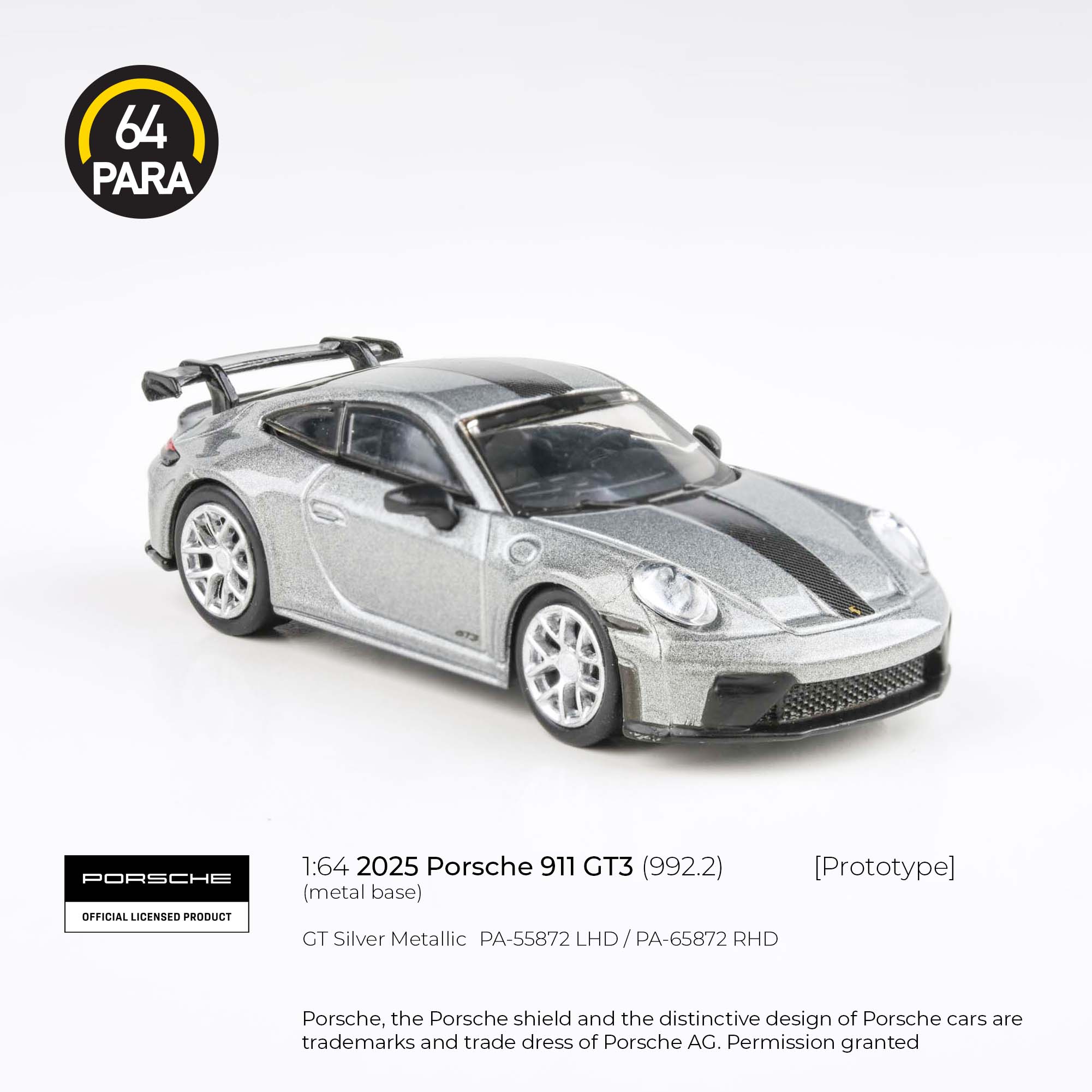 PARA64 1:64 2025 Porsche 911 GT3 (992.2) GT Silver Metallic (LHD