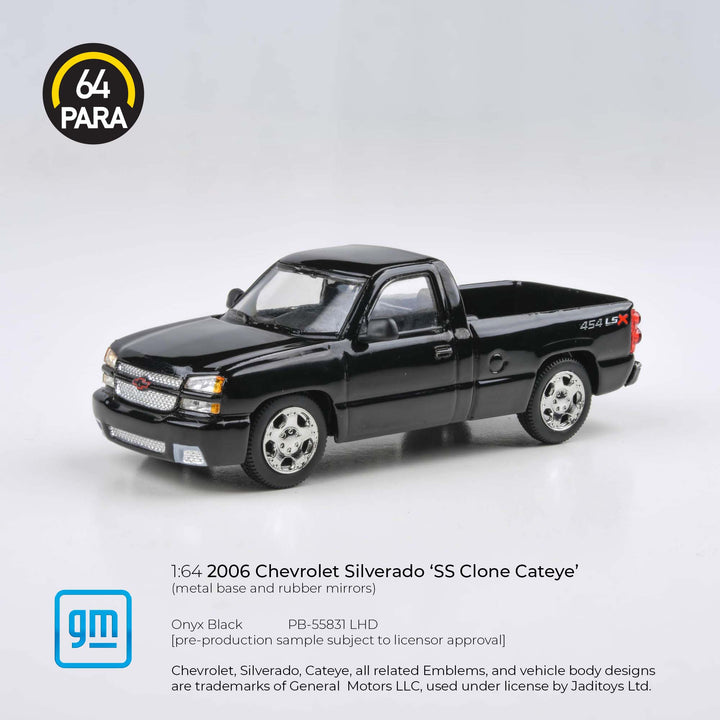 PARA64 1:64 2006 Chevrolet Silverado Single Cab – Onyx Black – PB-55831/BLACK