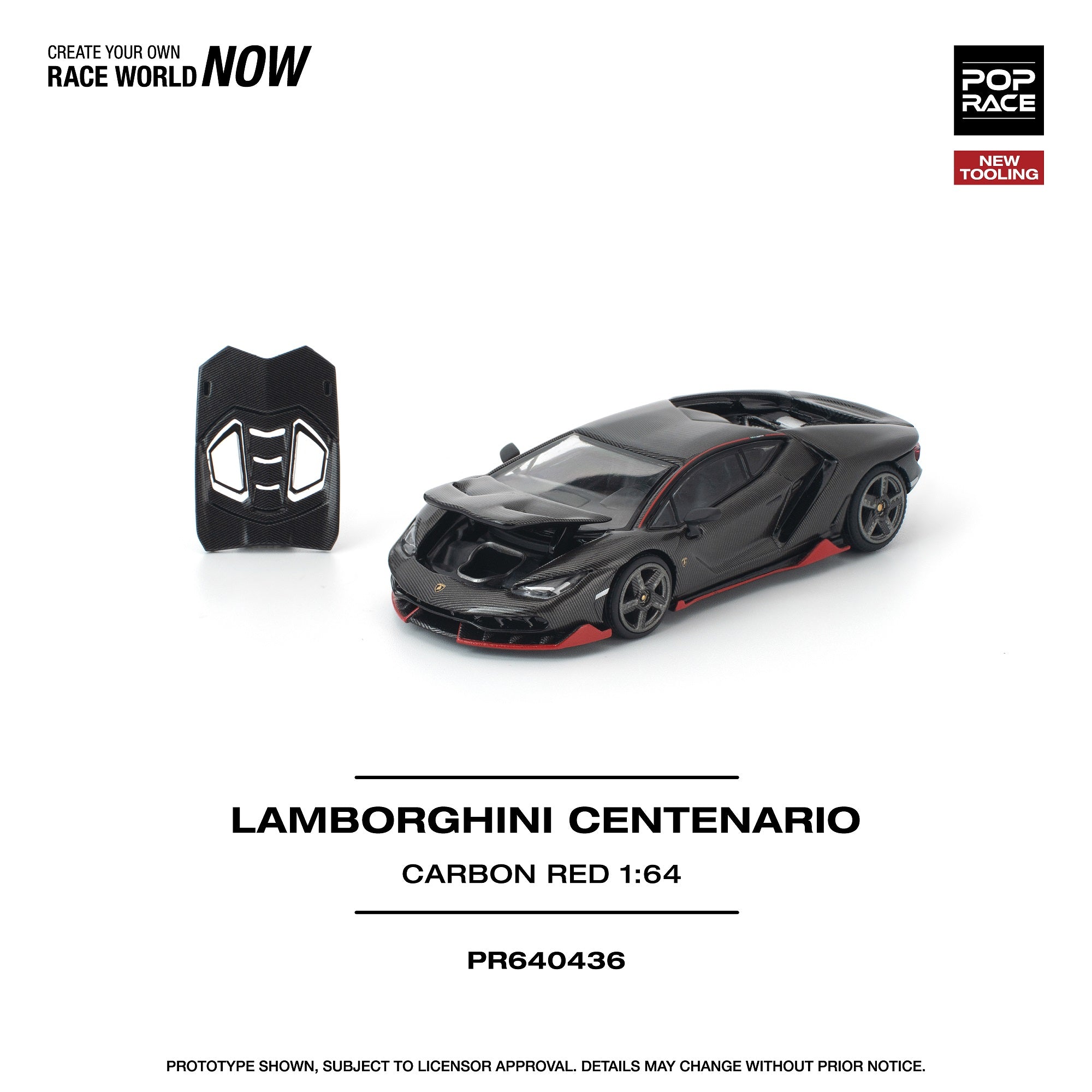Preorder] POPRACE 1:64 LAMBORGHINI CENTENARIO CARBON/RED PR640436