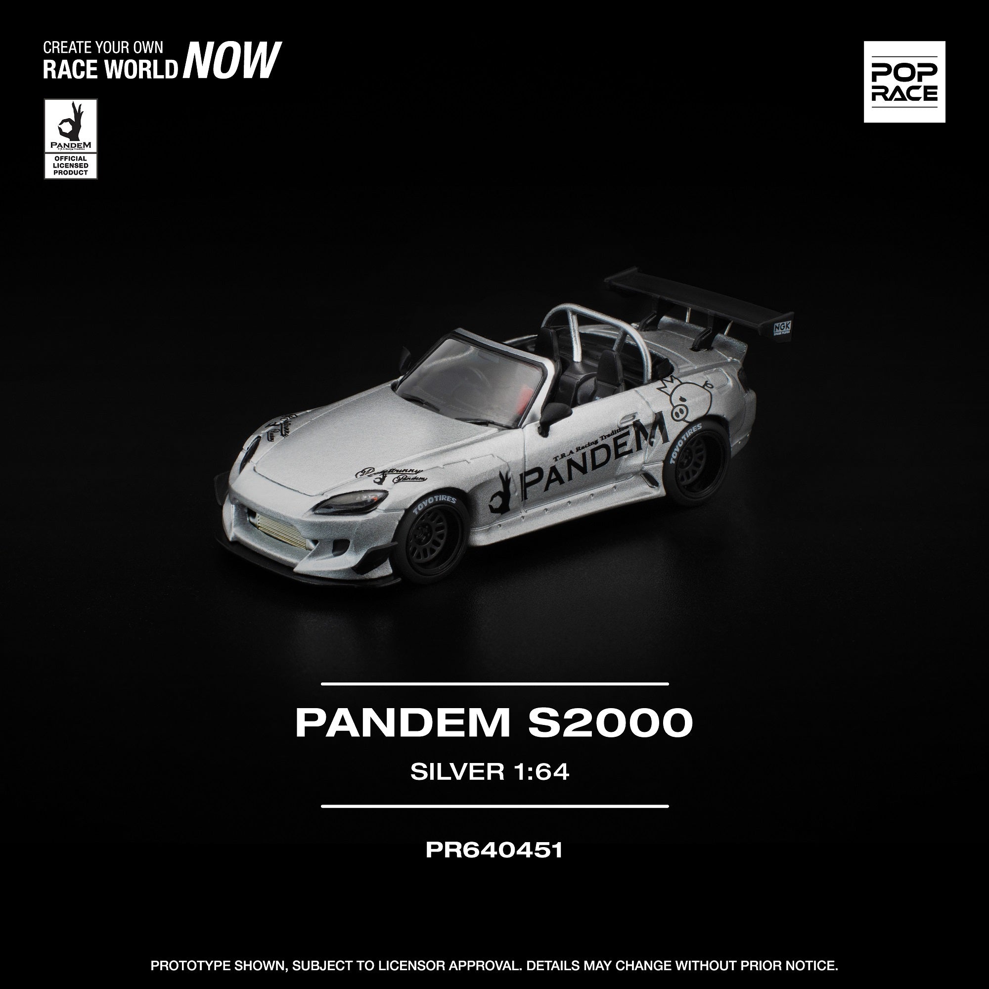 Preorder] POPRACE 1:64 PANDEM S2000 SILVER PR640451 – Horizon Diecast
