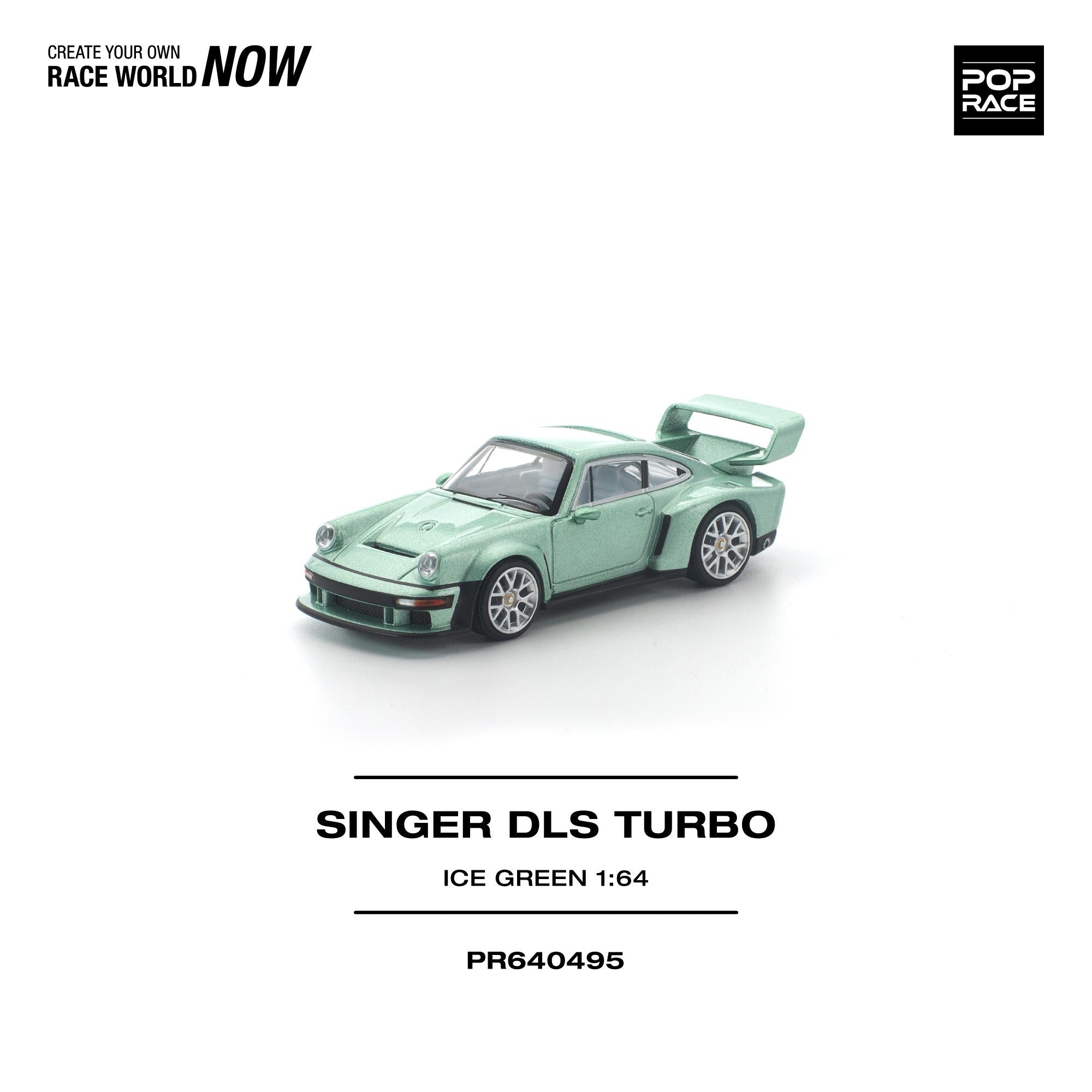 Titan64 Singer DLS 2018 グリーン Preorder] POPRACE 1:64 Porsche SINGER DLS TURBO ICE GREEN PR640495