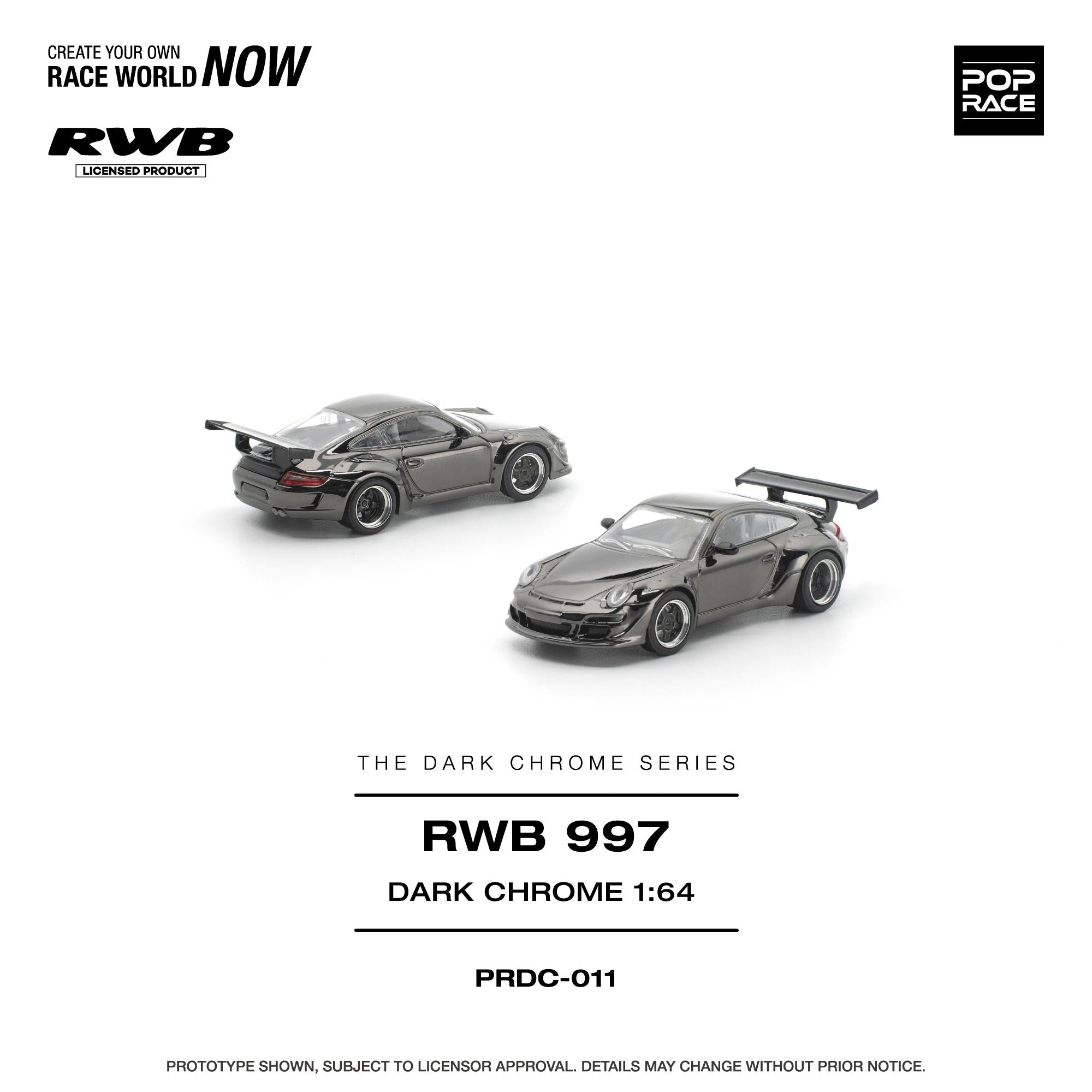 Preorder] POPRACE 1:64 RWB 997 Dark Chrome PRDC011 – Horizon Diecast