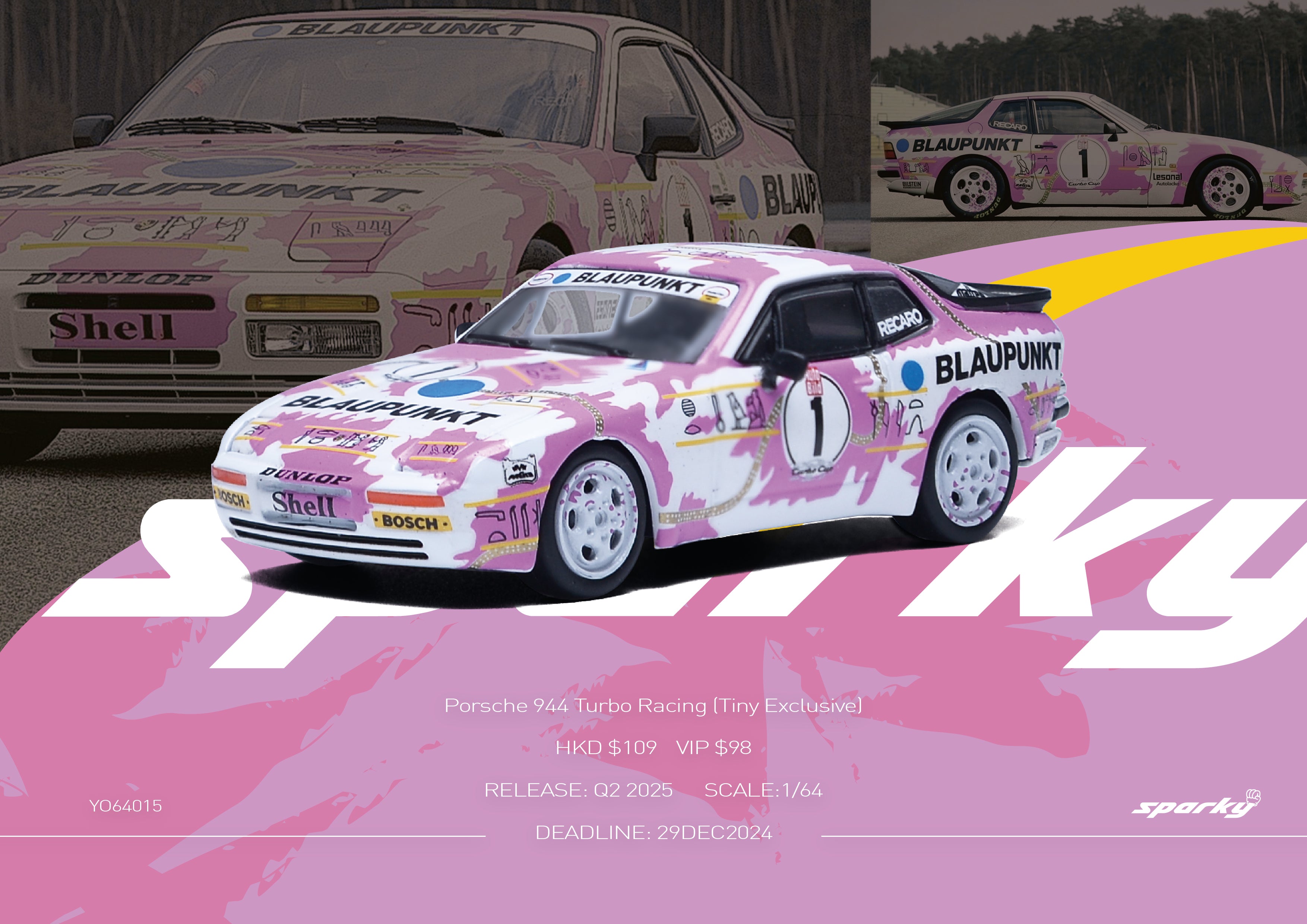 リスキンミニ Sparky X Tiny 1:64 Porsche 944 Turbo Racing YO64015 – Horizon Diecast