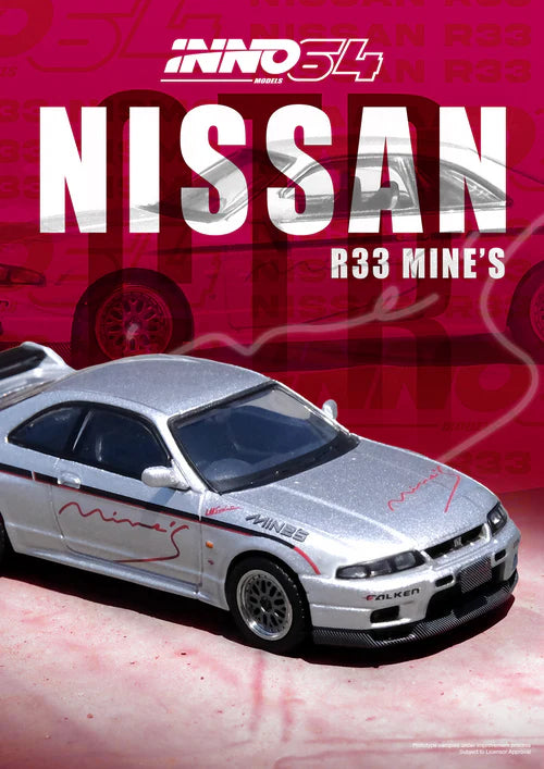Inno64 1:64 NISSAN SKYLINE GT-R (R33) "Tuned by Mine's" IN64-R33-MINES-S