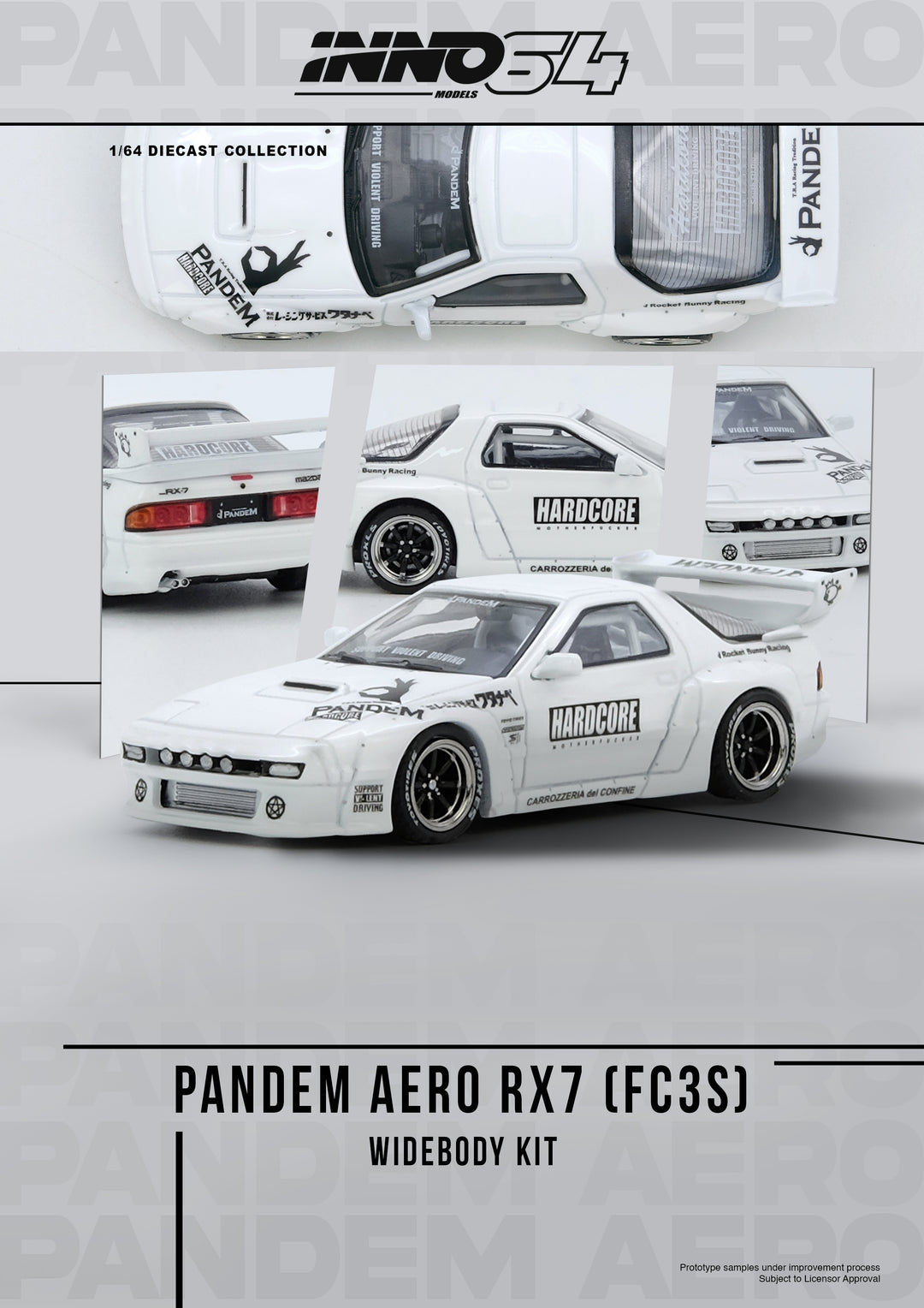 Inno64 1:64 MAZDA RX7 (FC3S) "PANDEM AERO" Widebody Kit IN64-RX7FCP-WHI1