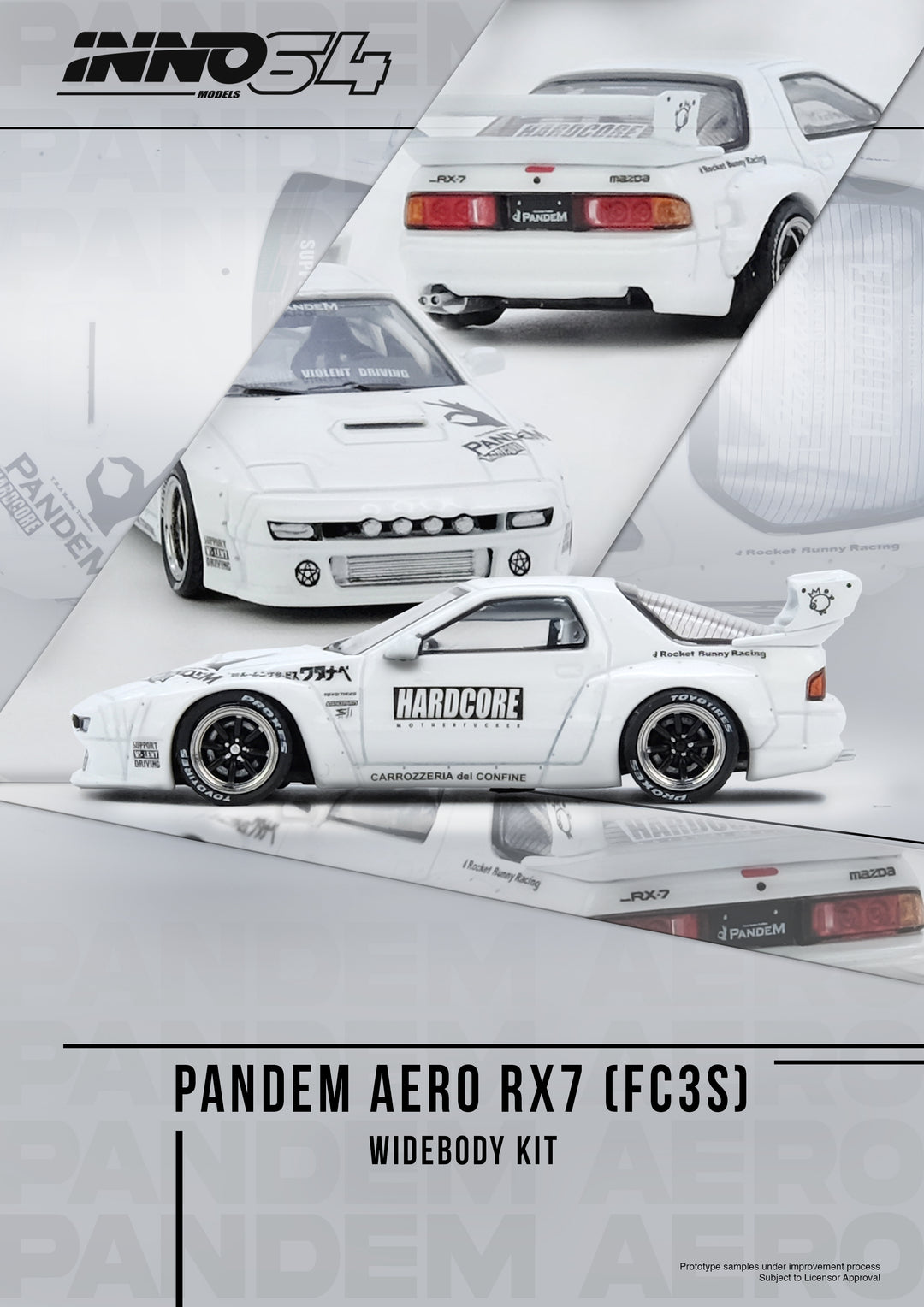 Inno64 1:64 MAZDA RX7 (FC3S) "PANDEM AERO" Widebody Kit IN64-RX7FCP-WHI1