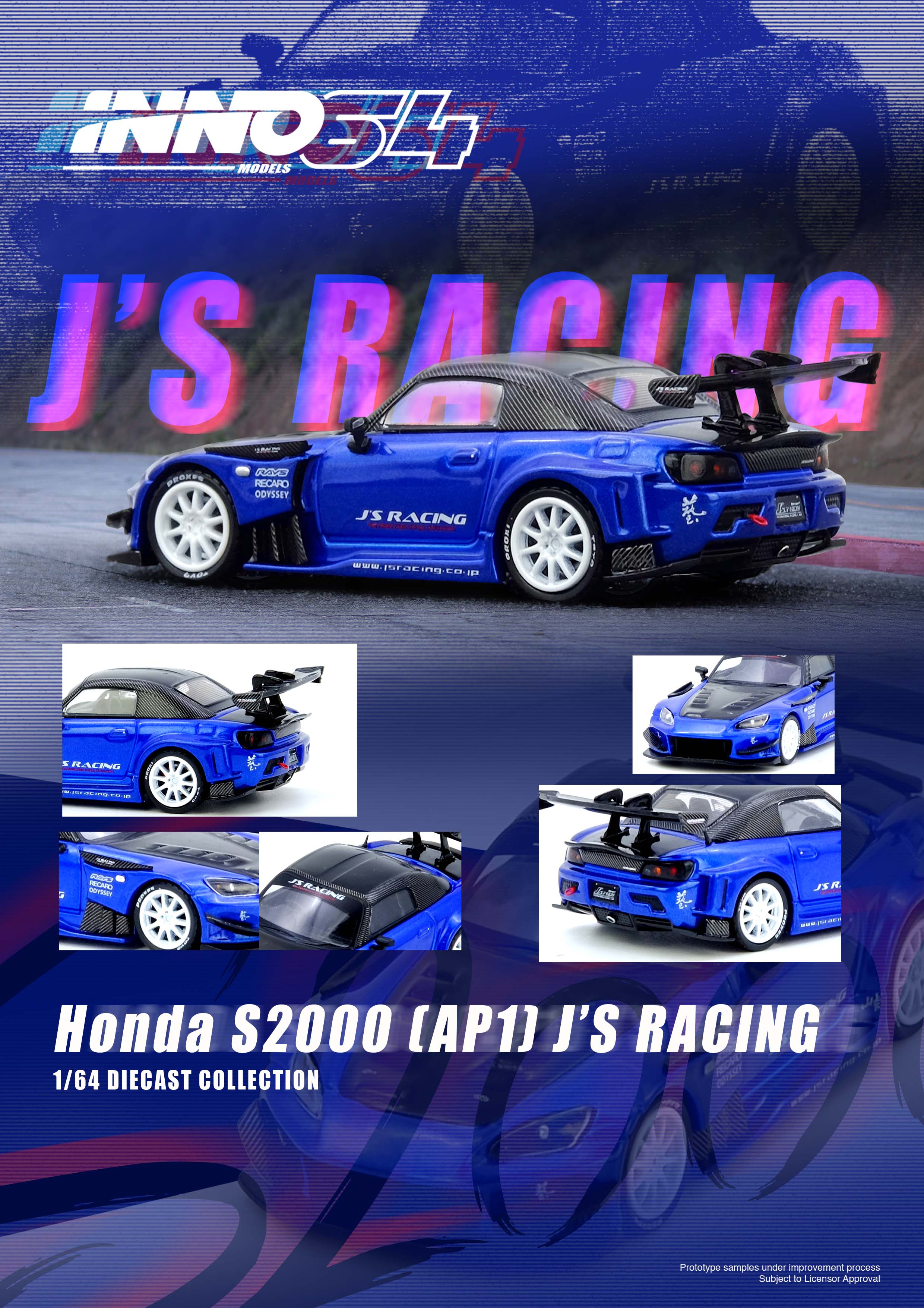 Preorder] Inno64 1:64 HONDA S2000 J'S RACING Blue IN64-S2000JS