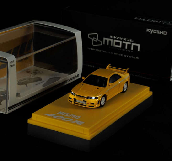 Kyosho 1:64 Mini Car & Book Nissan Nismo 400R Yellow 07128LY
