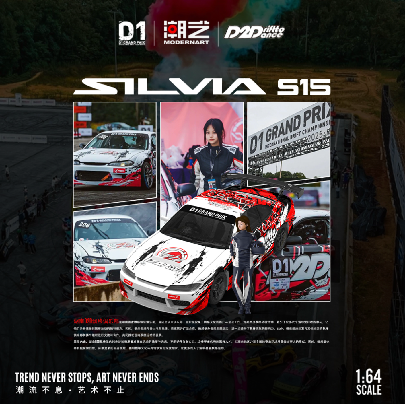 Preorder] ModernArt 1:64 Nissan SILVIA S15 D2D - White and Red (3