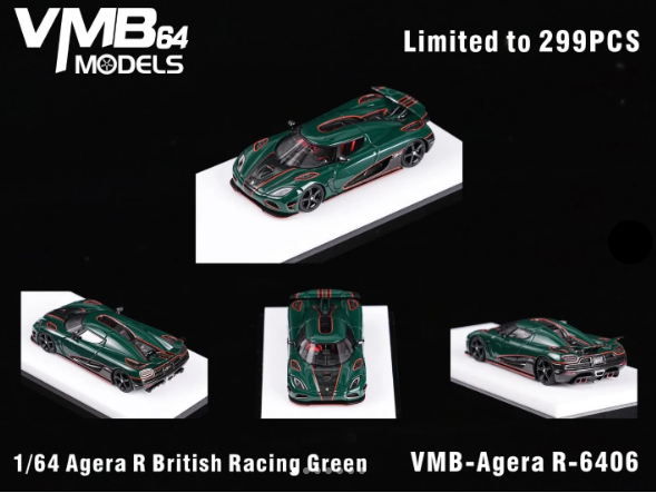 VMB 1:64 KOENIGSEGG AGERA R British Racing Green Right Hand Drive