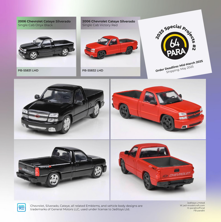 PARA64 1:64 2006 Chevrolet Silverado Single Cab – Onyx Black – PB-55831/BLACK