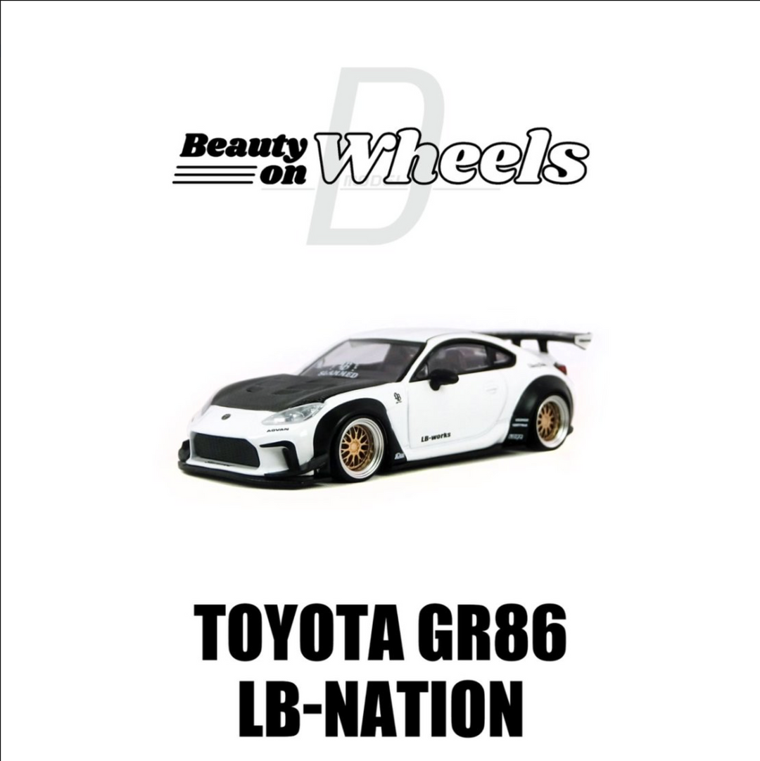 D MODEL BEAUTY ON WHEELS 1:64 TOYOTA GR86 LB-Nation , White DBW055A