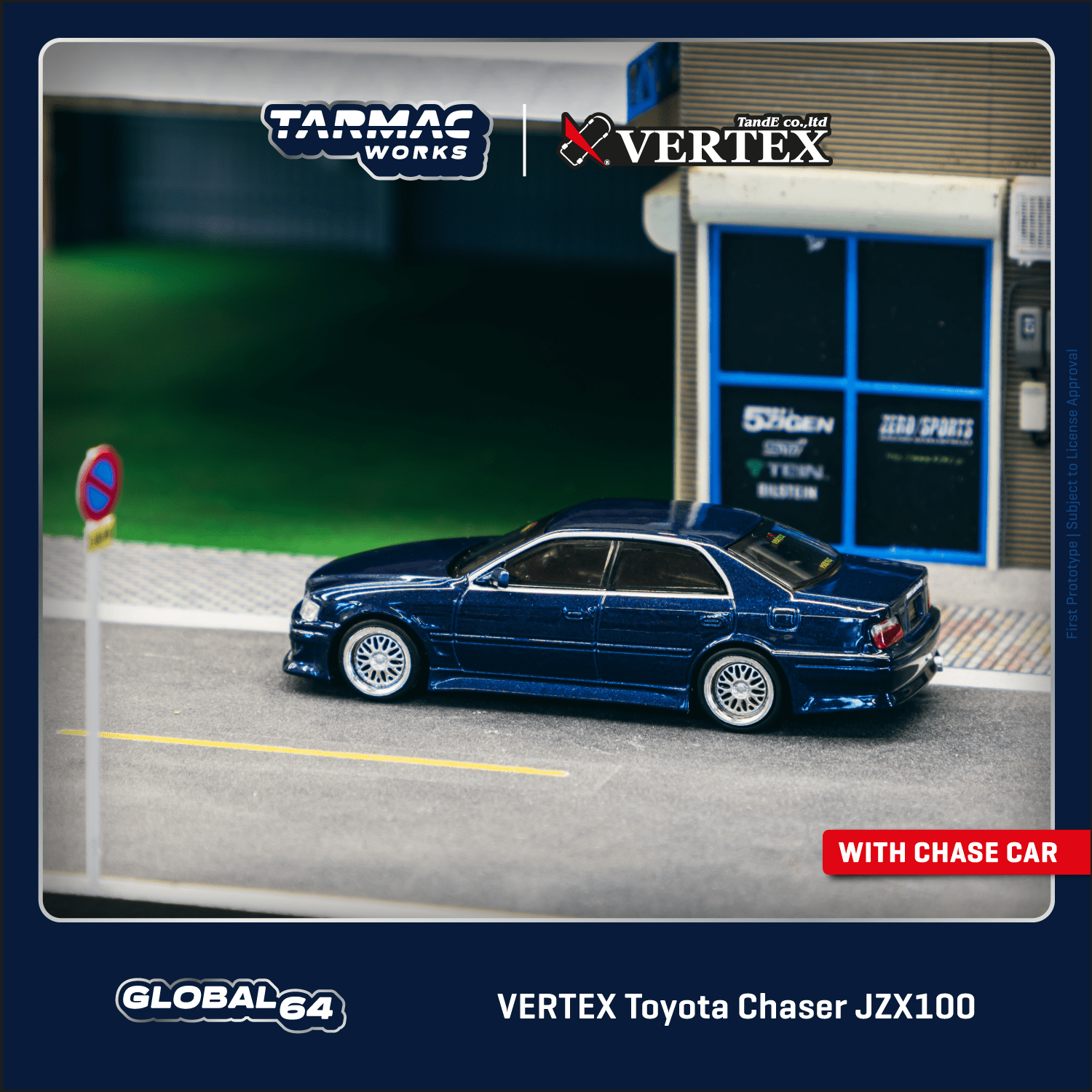 [Preorder] Tarmac Works 1:64 VERTEX Toyota Chaser JZX100 Blue Metallic