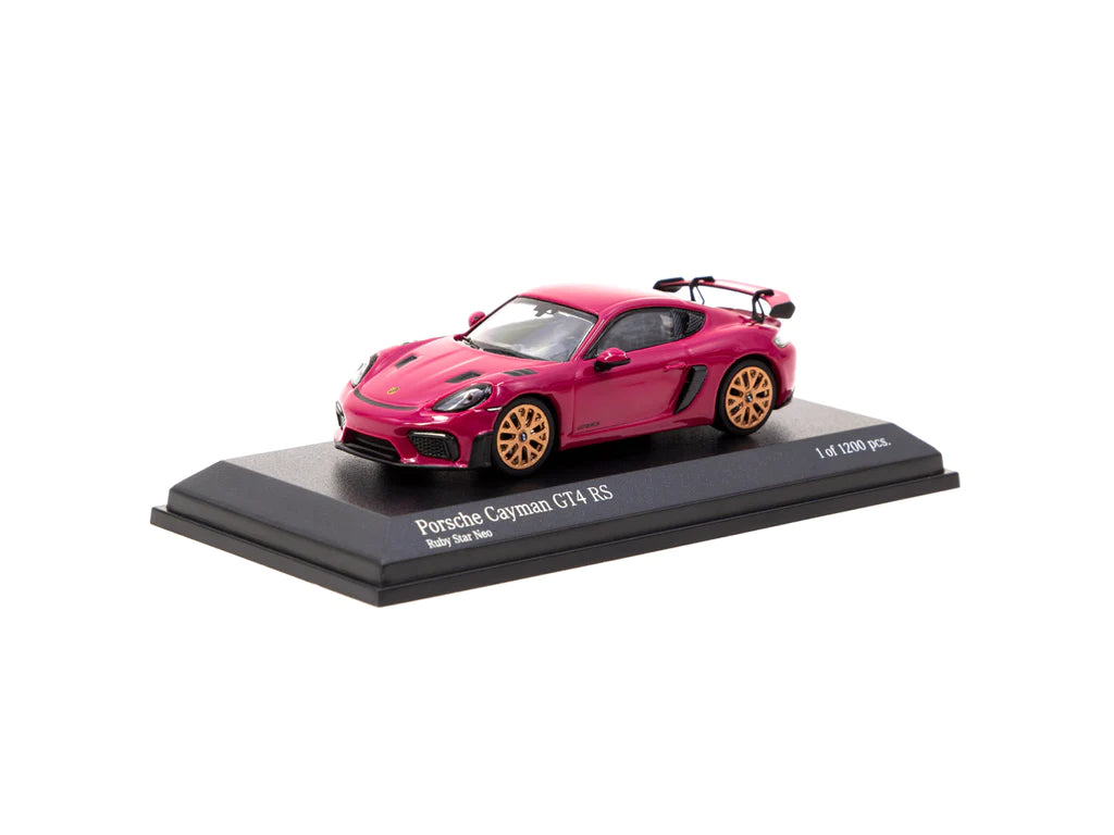 Tarmac Works X MINICHAMPS 1:64 Porsche Cayman GT4 RS Ruby Star Neo T64MC-004-PU