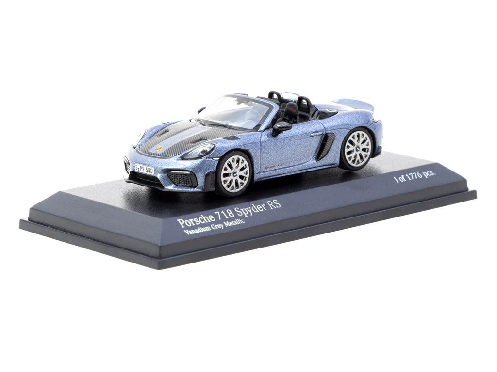 Minichamps X Tarmac Works 1:64 Porsche 718 Spyder RS Vanadium Grey Metallic - COLLAB64 T64MC-008-VG