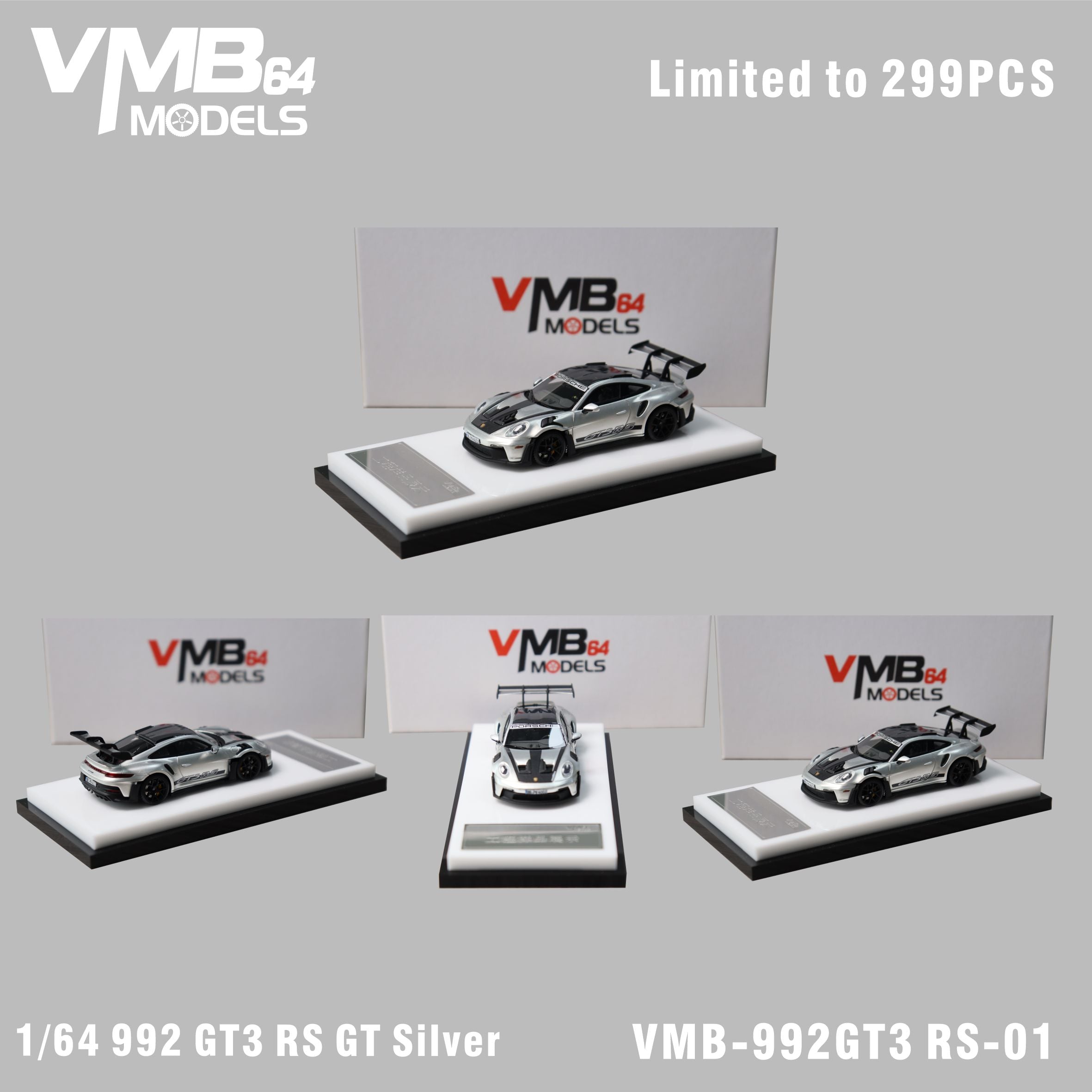 美喜ちゃん三点セット Preorder] VMB 1:64 Porsche 992 GT3 RS GT Silver – Horizon Diecast