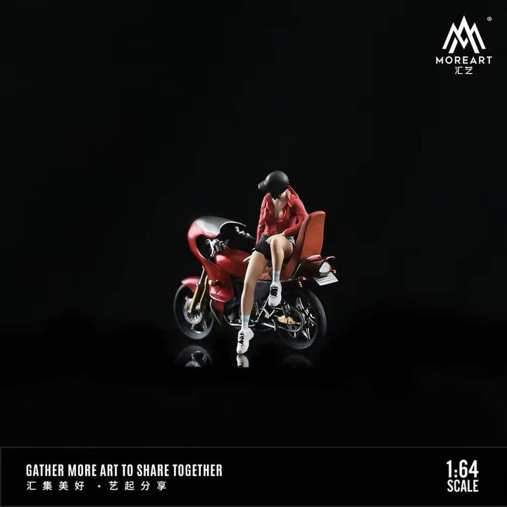 MoreArt 1:64 Red Clad Cool Motorcycle Girl MO222023