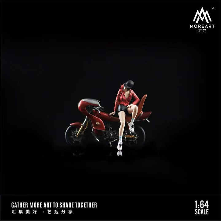 MoreArt 1:64 Red Clad Cool Motorcycle Girl MO222023