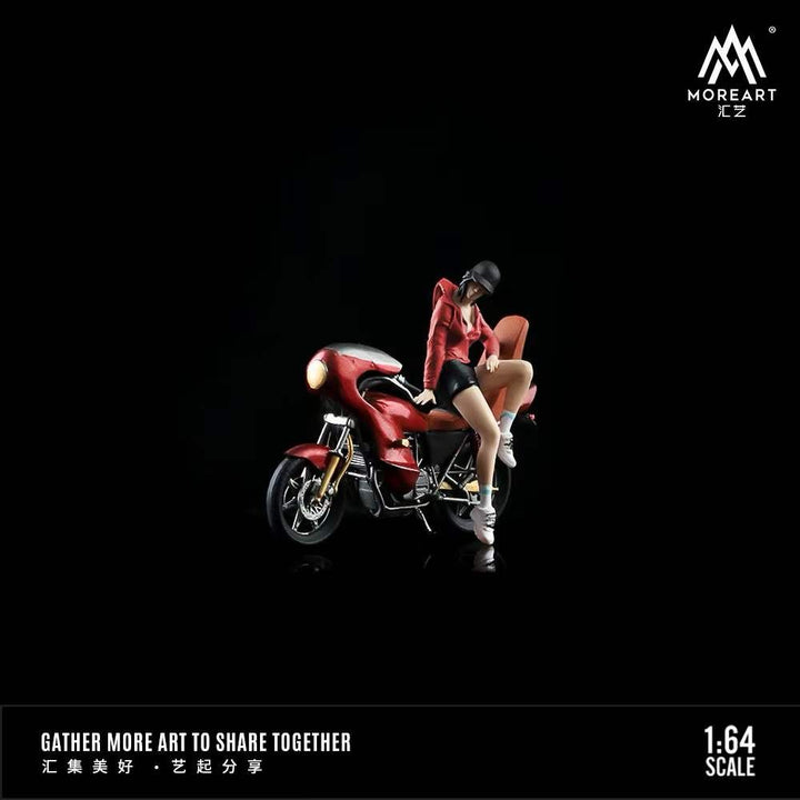 MoreArt 1:64 Red Clad Cool Motorcycle Girl MO222023