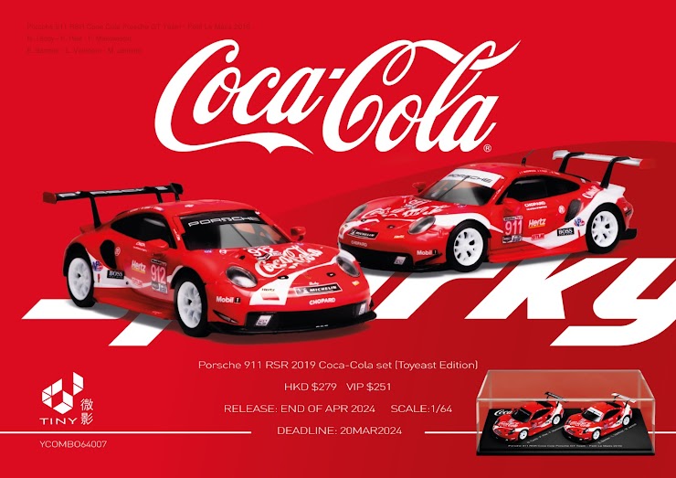 Sparky 1:64 PORSCHE 911 RSR 2019 COCA-COLA #911 #912 PETIT LEMANS