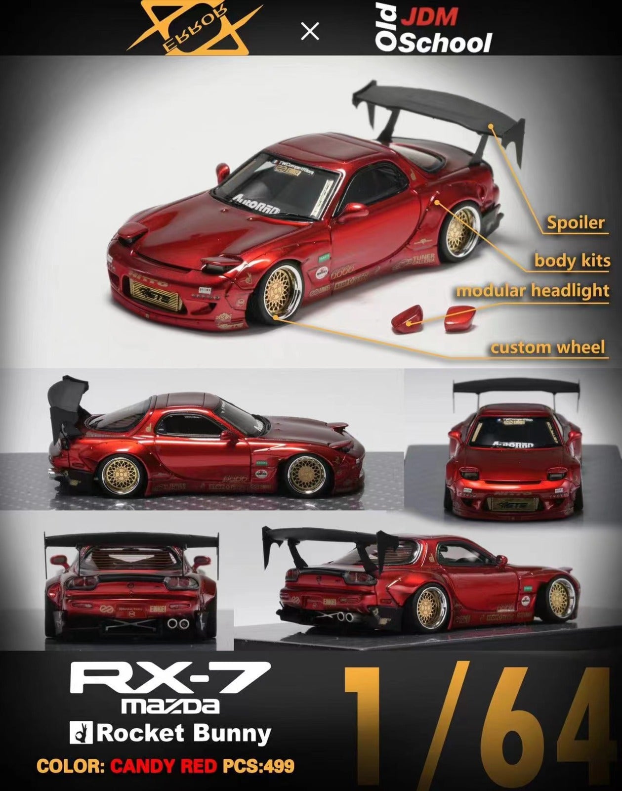 Preorder] 404 ERROR 1:64 Mazda RX-7 Rocket Bunny Candy Red