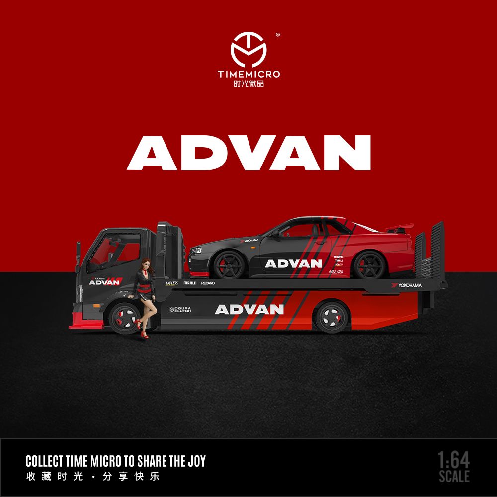 Preorder] TimeMicro 1:64 Nissan GTR34 and Trailer Advan Livery (3