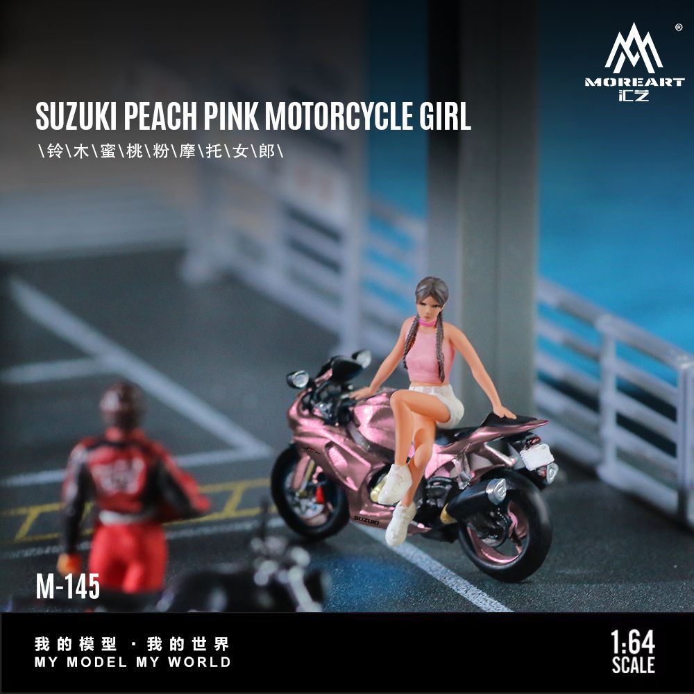 MoreArt 1:64 Suzuki Peach Pink Motorcycle Girl MO222145 – Horizon