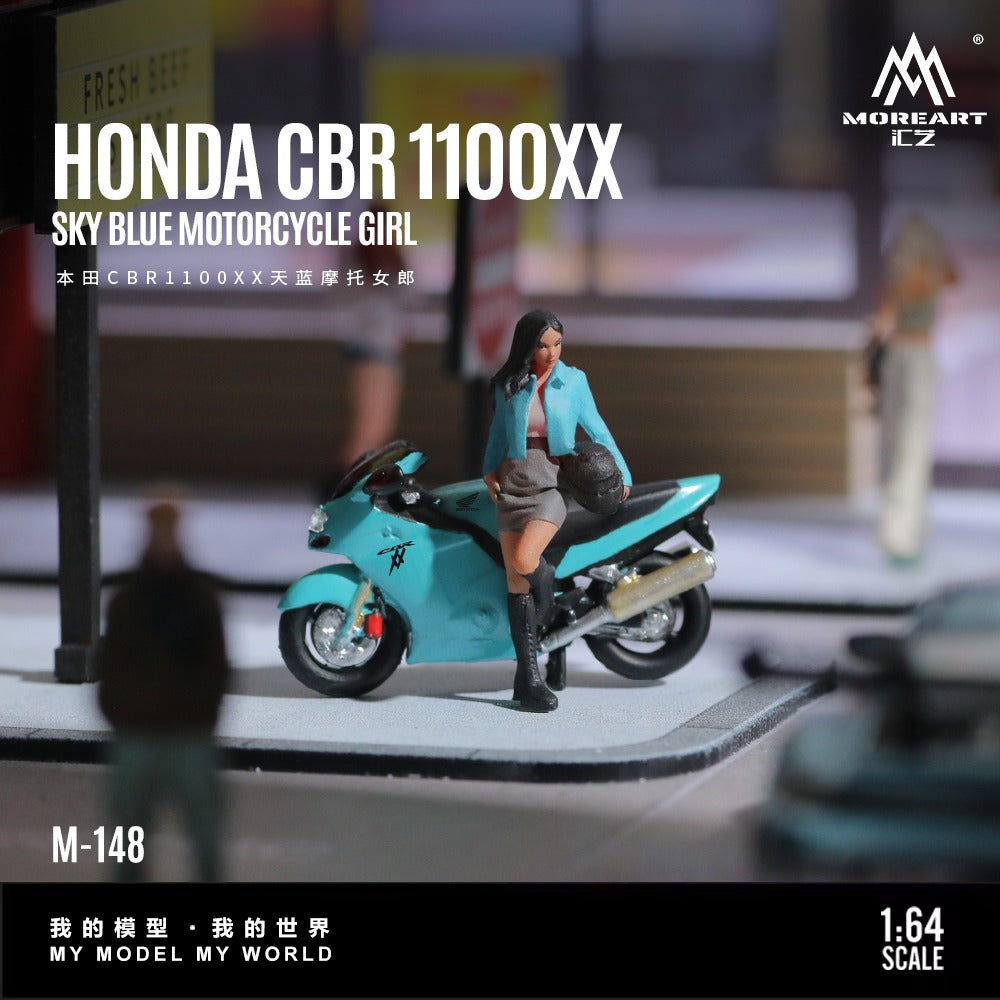 MoreArt 1:64 HONDA CBR 1100XX SKY BLUE MOTORCYCLE GIRL MO222148