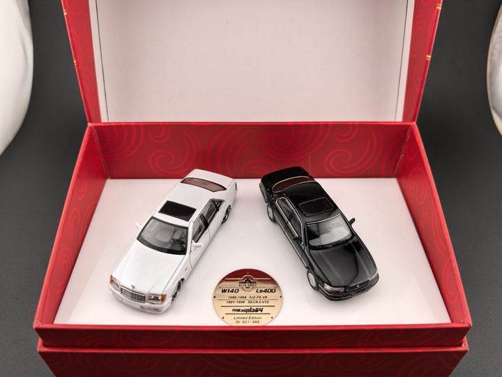 Fine Works 1:64 Mercedes-Benz W140 x Lexus LS400 Beijing Auto Model Show Limited Edition Duo Car Set