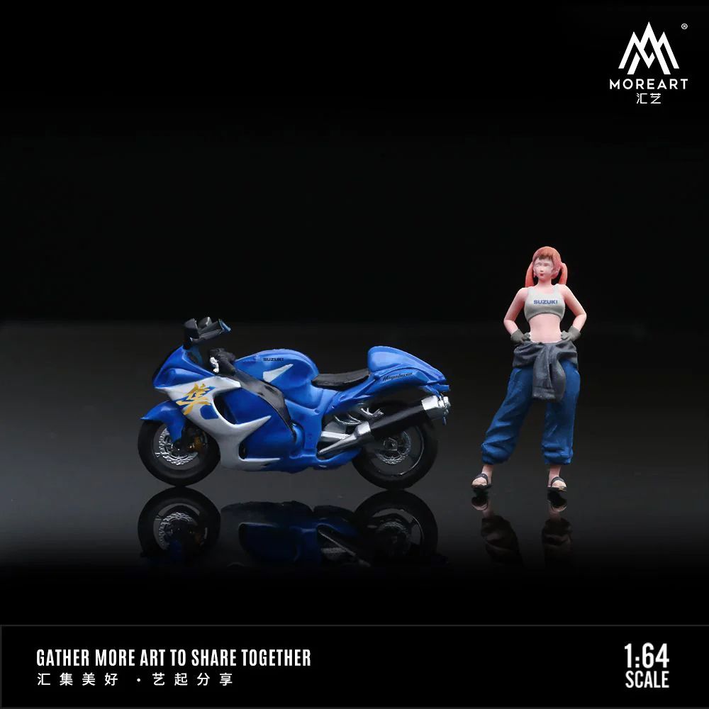 MoreArt 1:64 SUZUKI HAYABUSA MOTORCYCLE SET - BLUE MO222072