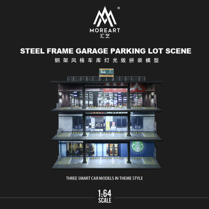 MoreArt 1:64 STEEL FRAME GARAGE PARKING LOT SCENE MO922001
