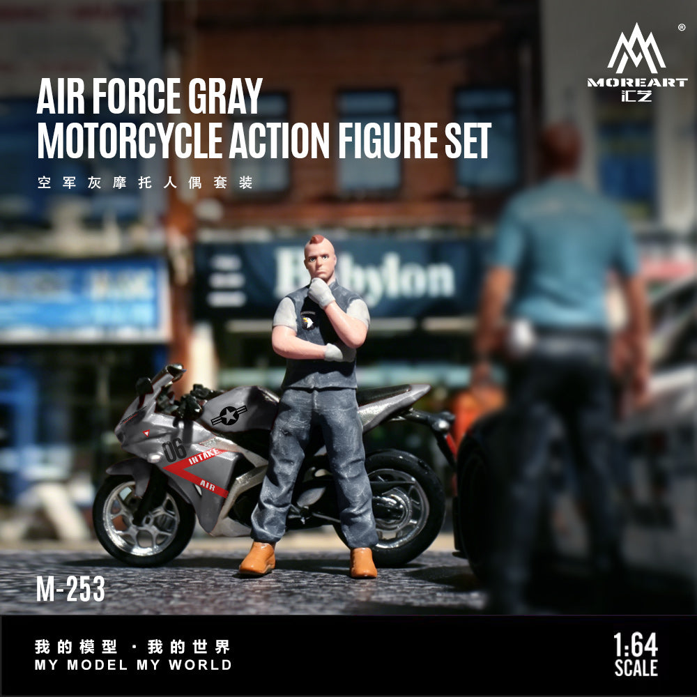 Preorder] MoreArt 1:64 Air Force Grey Motorcycle Figure Set