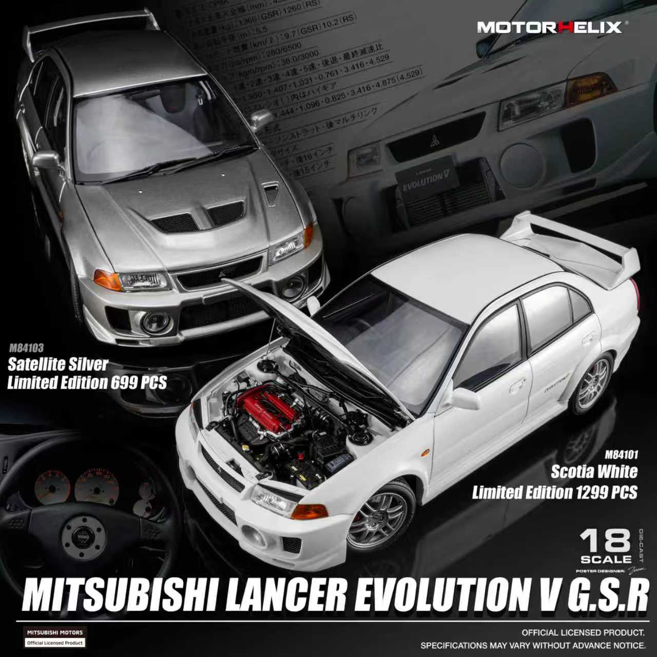 Preorder] MOTORHELIX 1:18 Mitsubishi Lancer Evolution V GSR (2