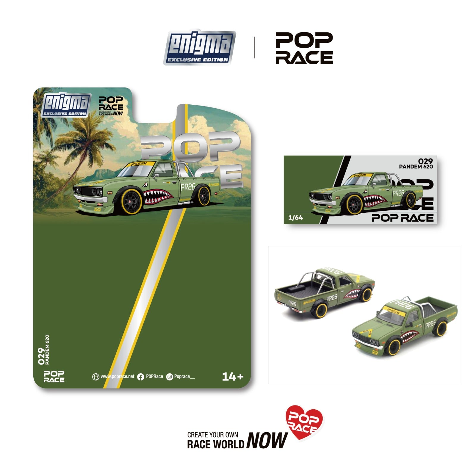 Preorder] POPRACE 1:64 Datsun PANDEM 620 Battle Green PRE029