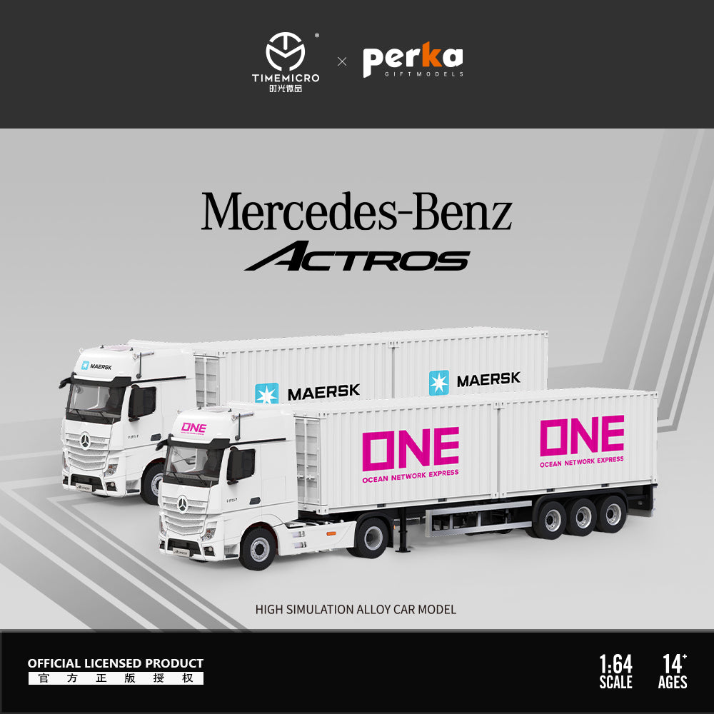 愛用 TimeMicro + Perka 1:64 Mercedes-Benz Actros Container Truck ミニカー