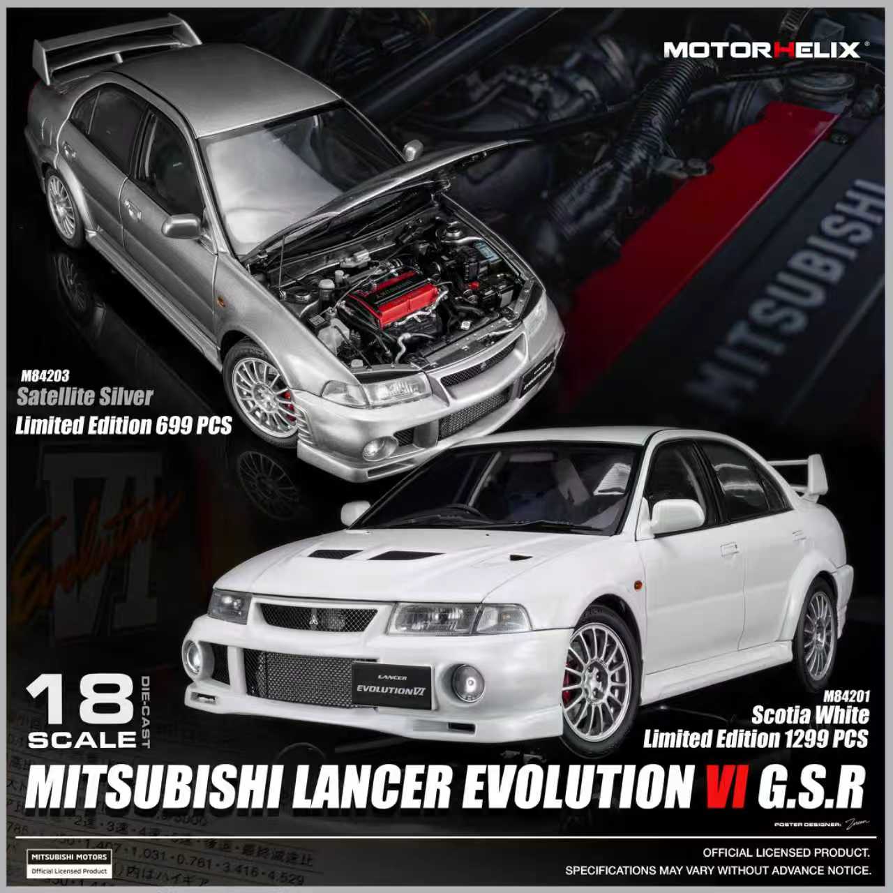 Preorder] MOTORHELIX 1:18 Mitsubishi Lancer Evolution VI GSR (2