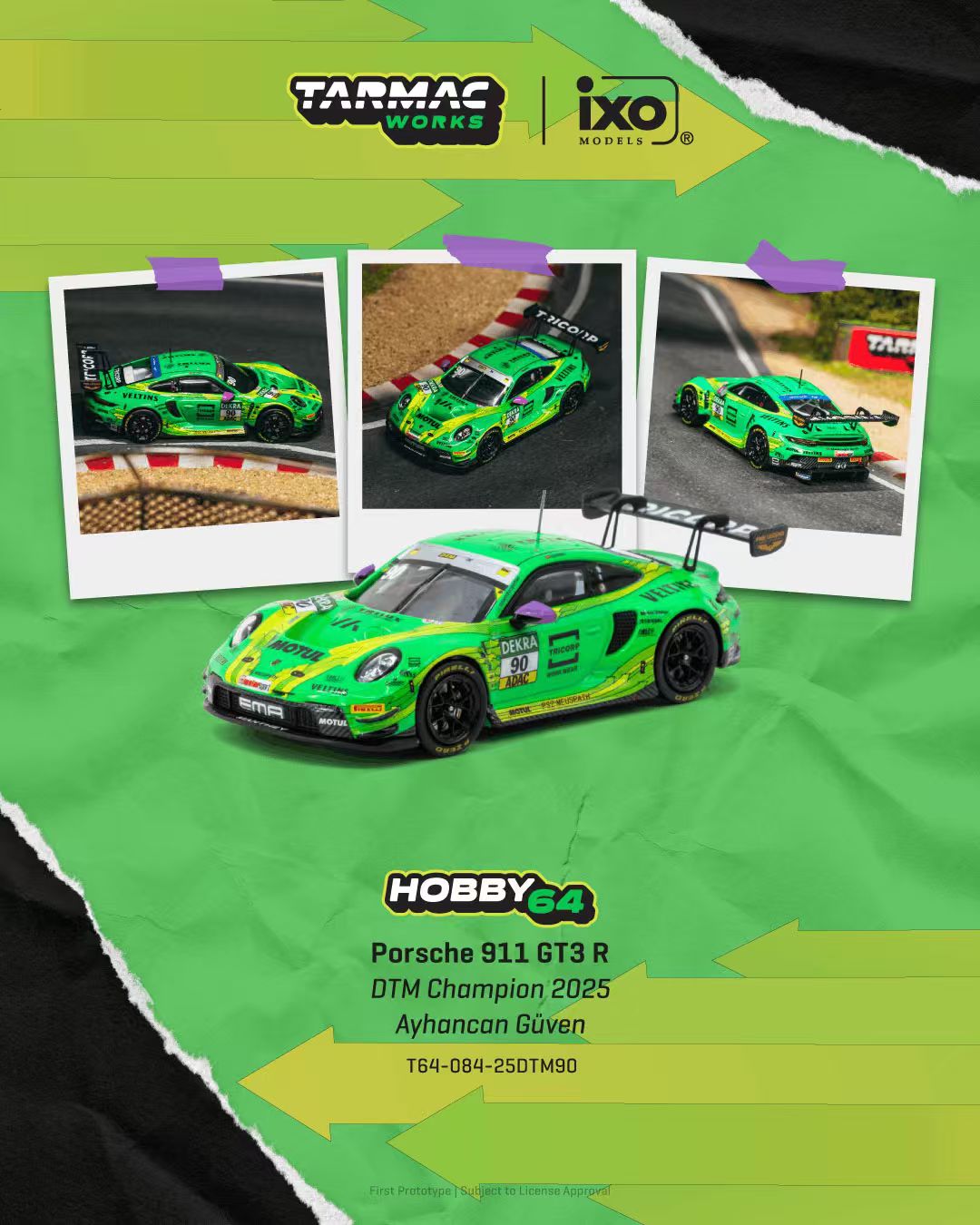 Preorder] Tarmac Works 1:64 Porsche 911 GT3 R DTM Champion 2025