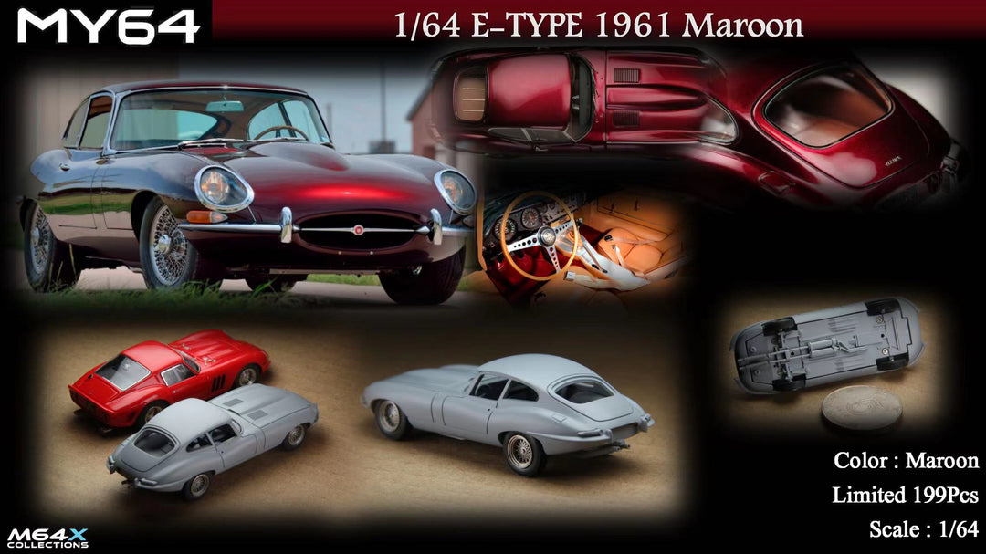 MY64 X M64X 1:64 Jaguar E-TYPE 1961 Maroon