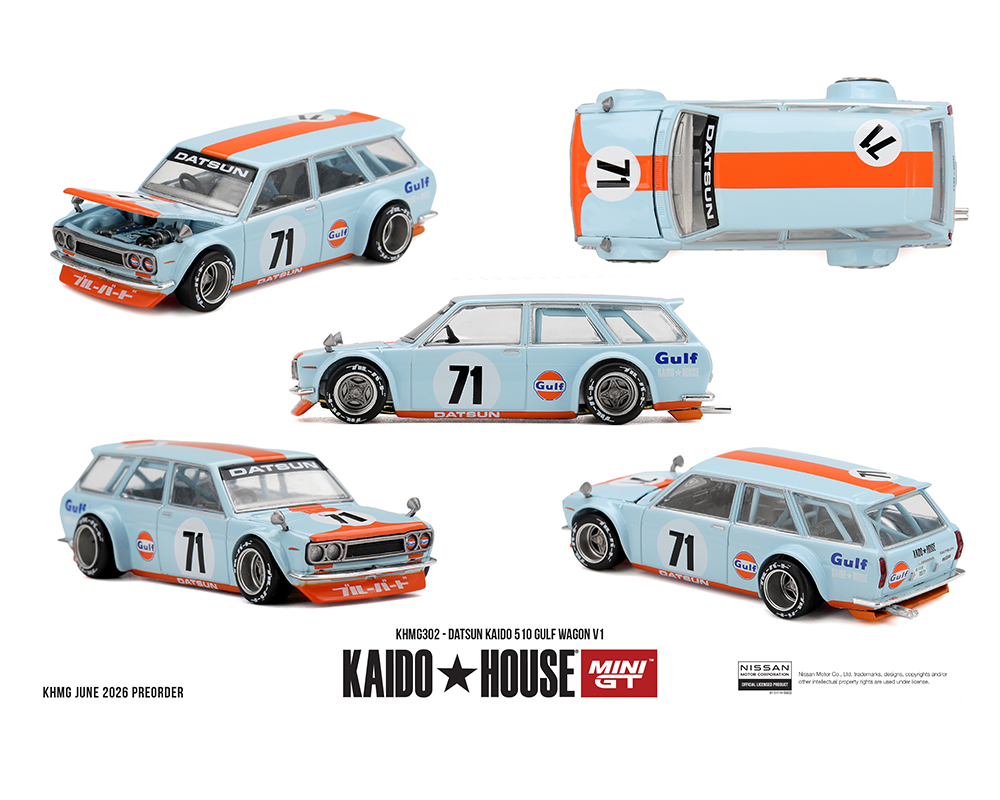 Preorder] Kaido House x Mini GT 1:64 Datsun KAIDO 510 GULF Wagon