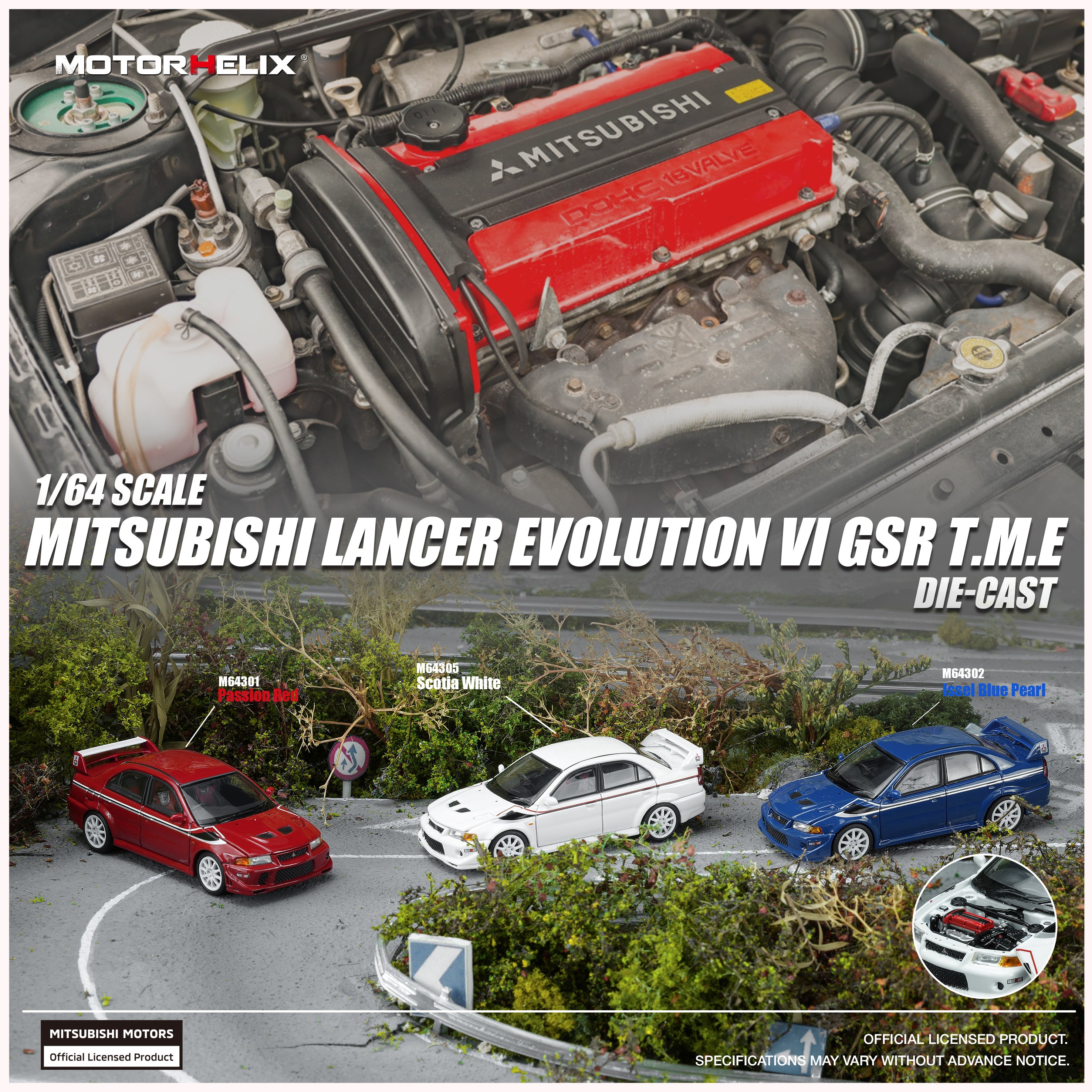 Preorder] MOTORHELIX 1:64 Mitsubishi Lancer EVOLUTION VI GSR T.M.E