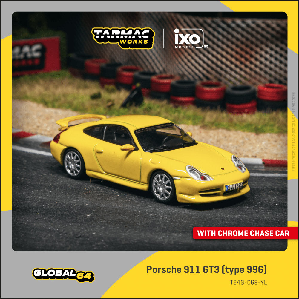 Preorder] Tarmac Works 1:64 Porsche 911 GT3 (type 996) Yellow T64G
