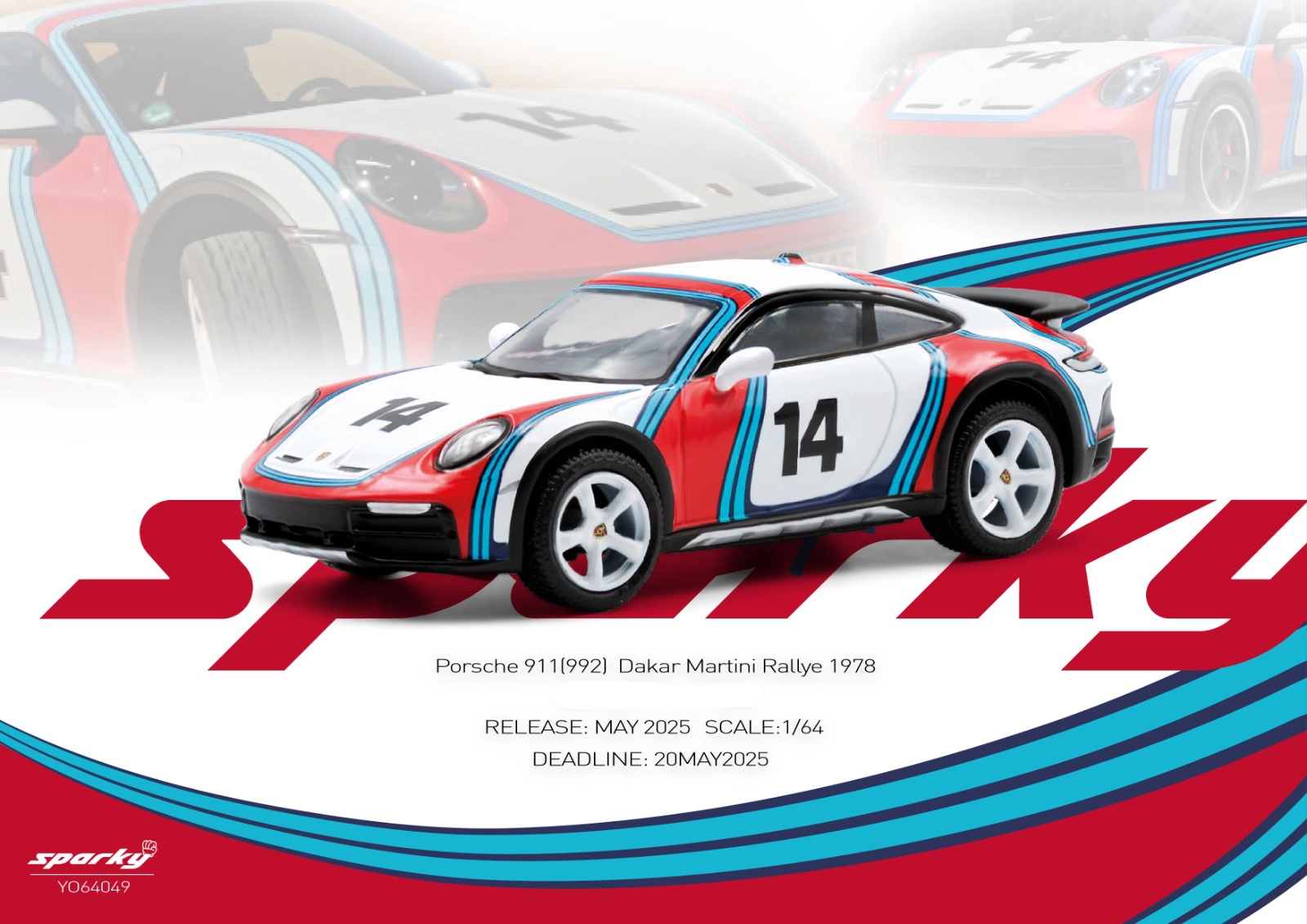 Sparky X Tiny 1:64 Porsche 911(992) Dakar Martini Rallye 1978