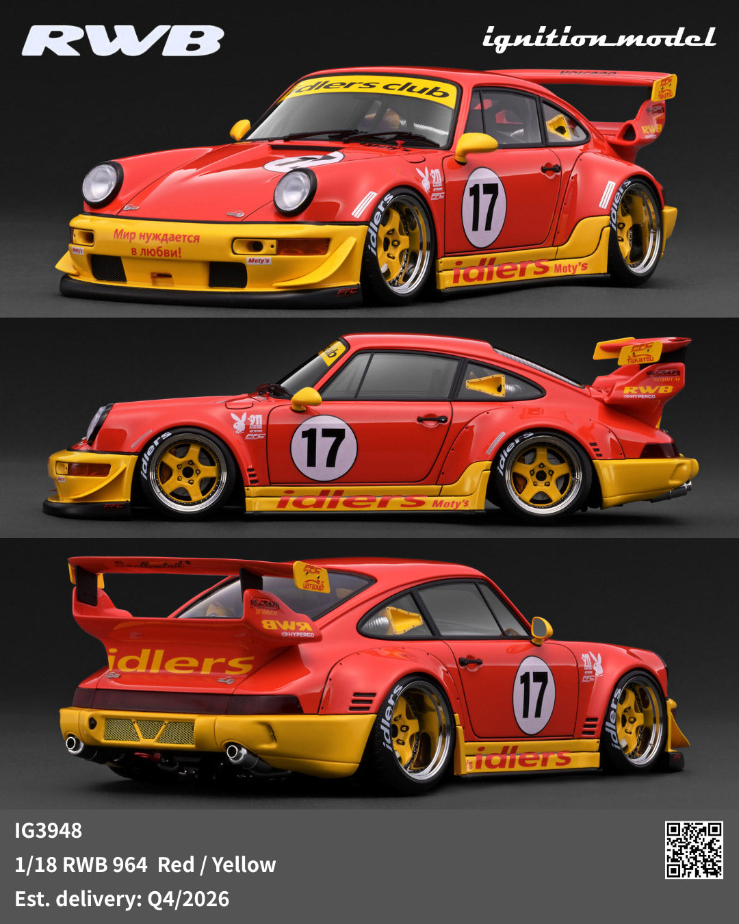 Preorder] Ignition Model 1:18 RWB 964 Red / Yellow IG3948