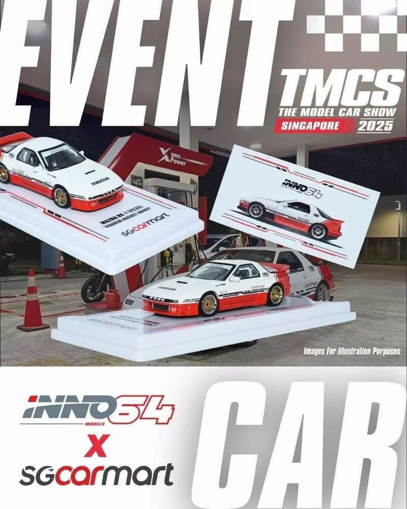 Inno64 x SGCARMART 1:64 PANDEM MAZDA RX-7 (FC3S) White Red
